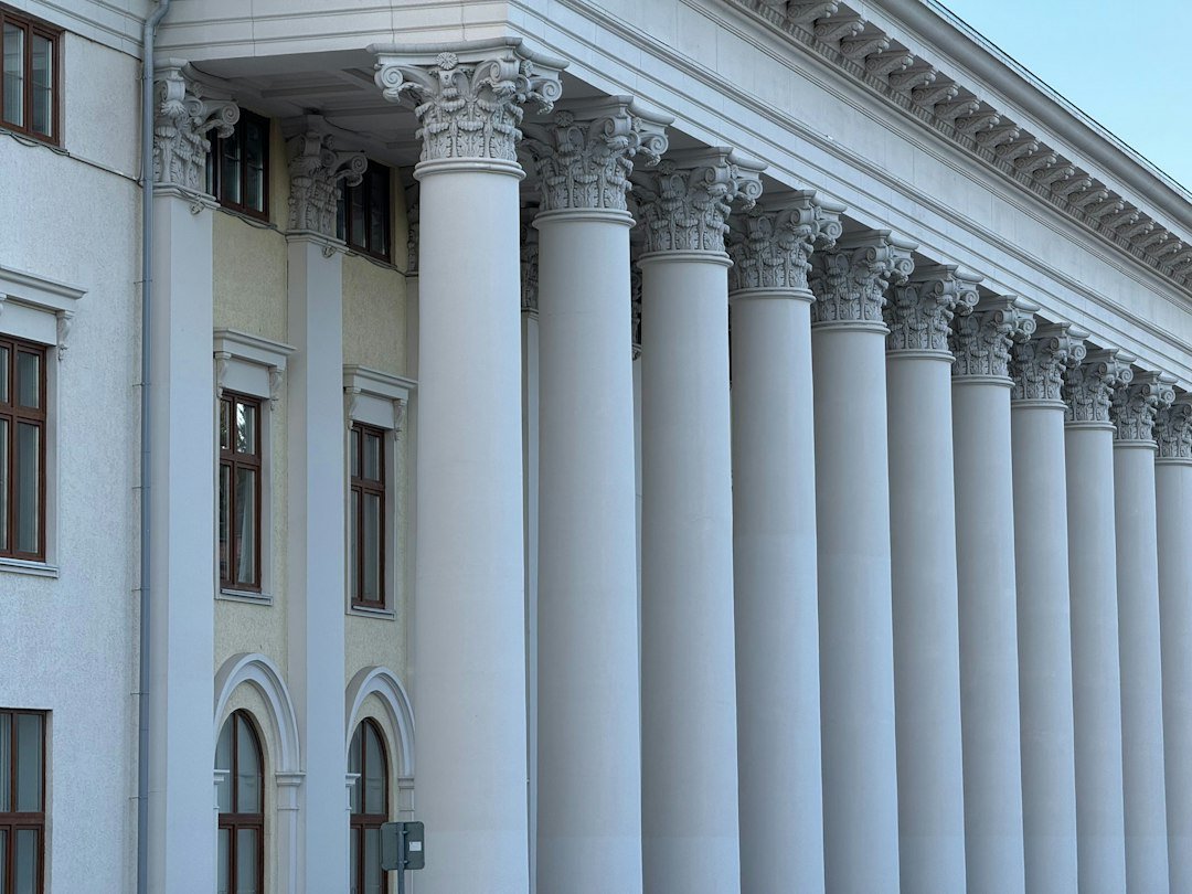Architectural columns on a grand classical building